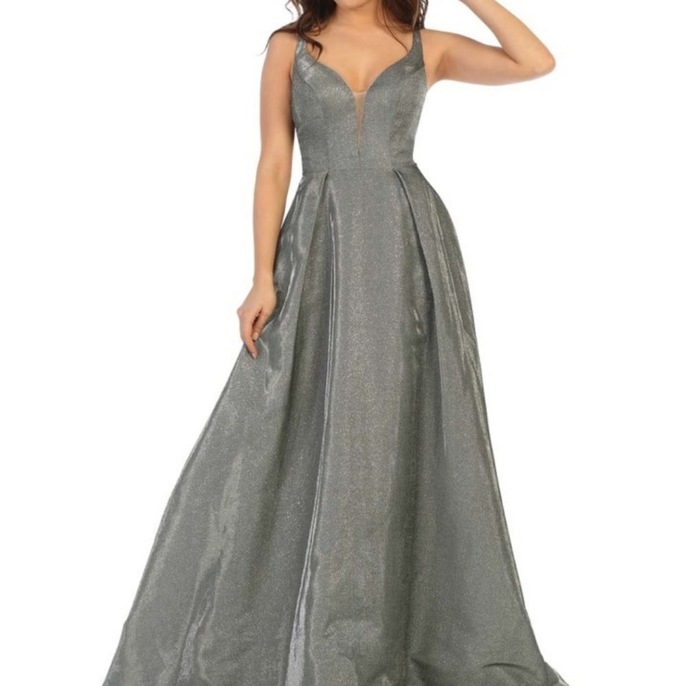 MayQueen Silver Glitter Gown